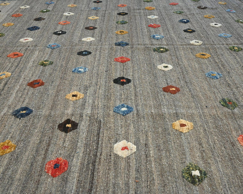 9x12 Moroccan Gray Hand Woven Wool Area Rug